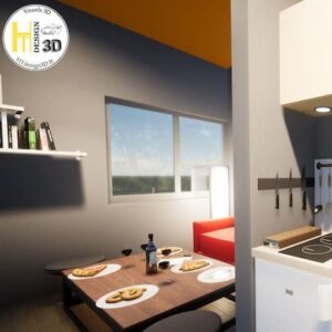 Cuisine maison 20m2 modélisation 3D HTdesign3D – Pays Basque